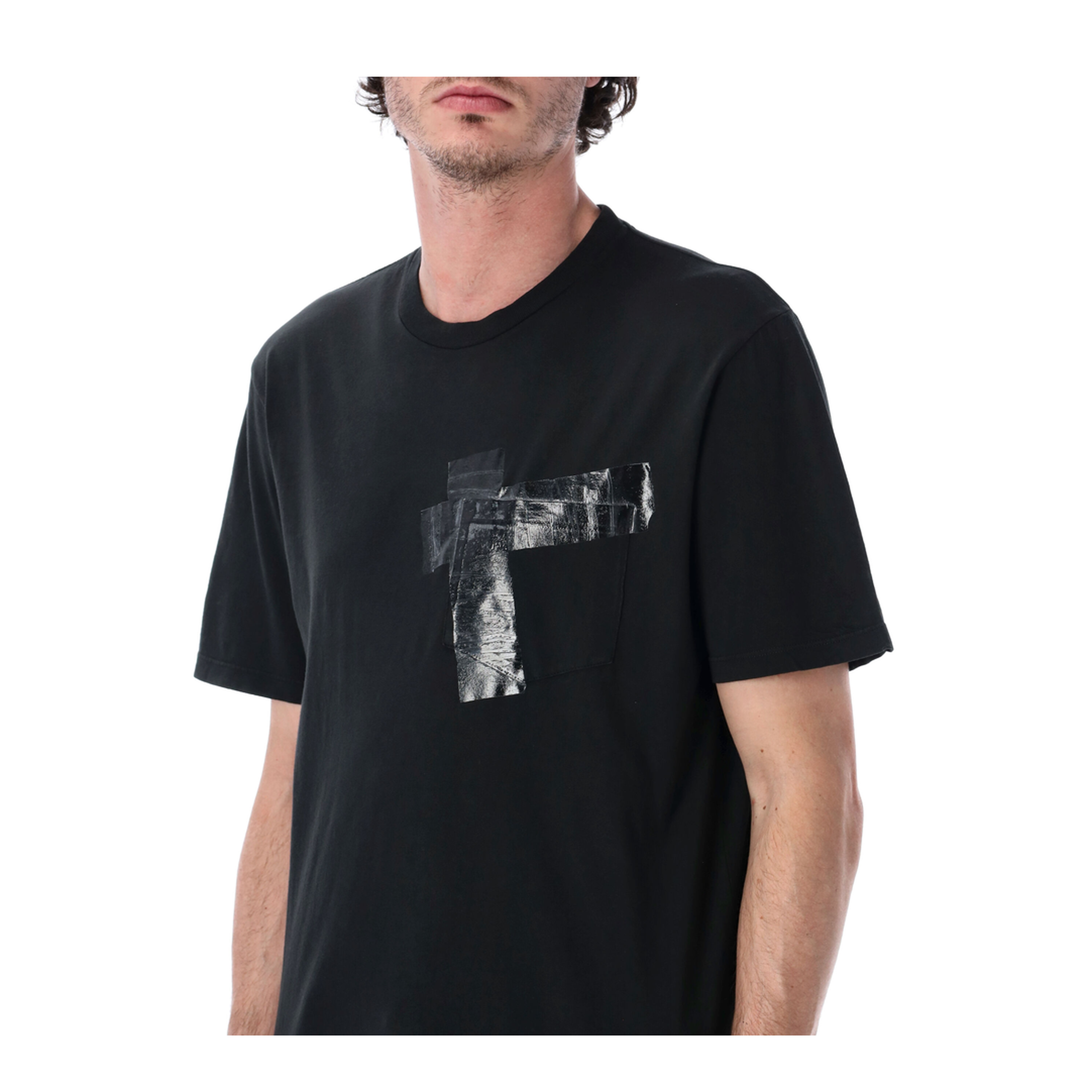 Taped Cotton Jersey T-Shirt In Black - Image 3