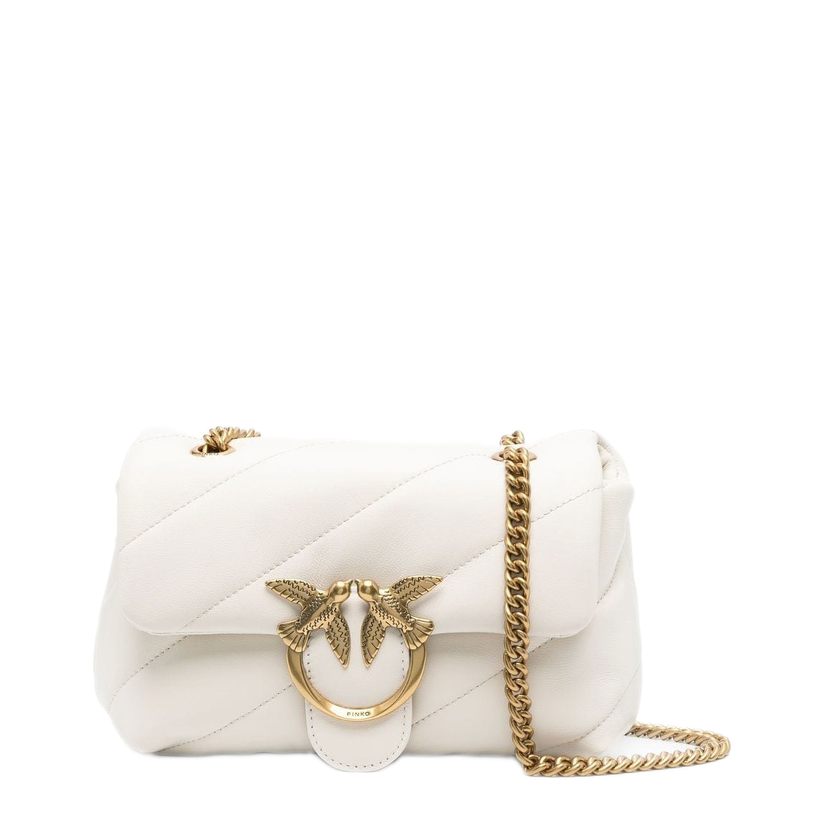 Love Bag Puff Maxi Quilt Small Lambskin Crossbody - White - Image 1