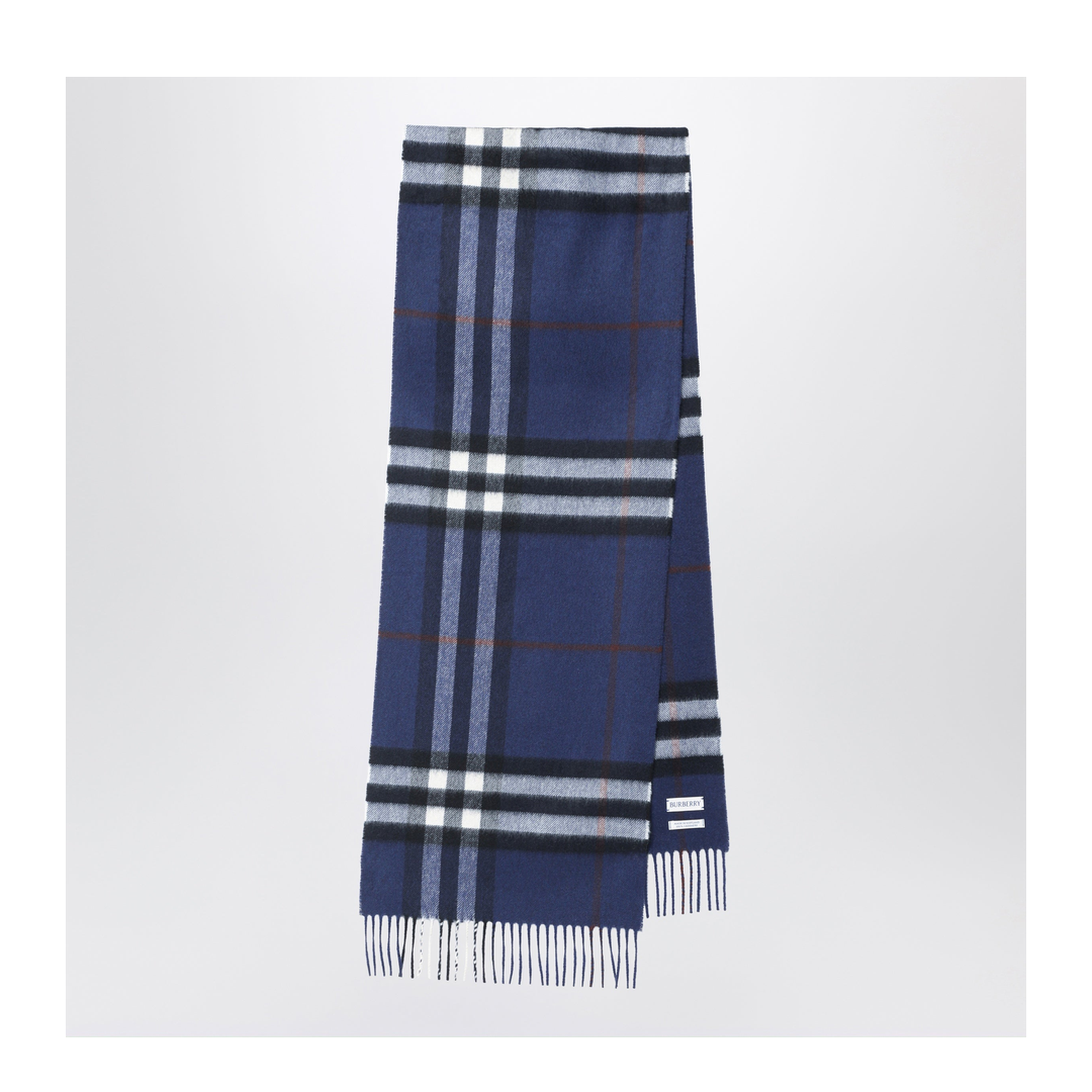 Blue Cashmere Scarf With A Checked Pattern - Image 1