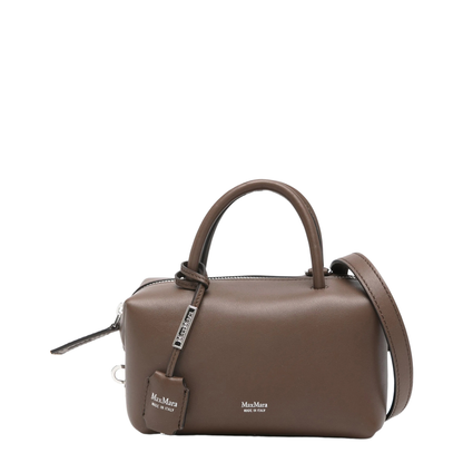 Holdalls Small Natural Calfskin Leather Satchel Bag - Dark Brown - Image 1