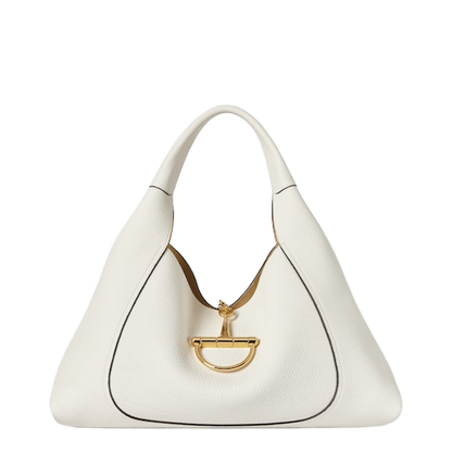 Softbit Maxi Shoulder Bag in White Leather - Image 1