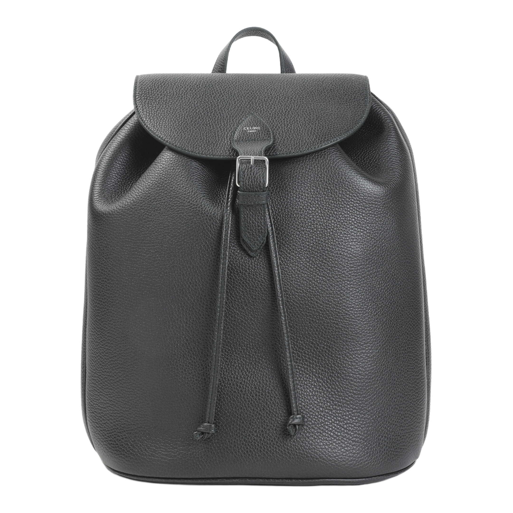 Large Backpack Folco in Grained Calfskin - Night Green - Image 1