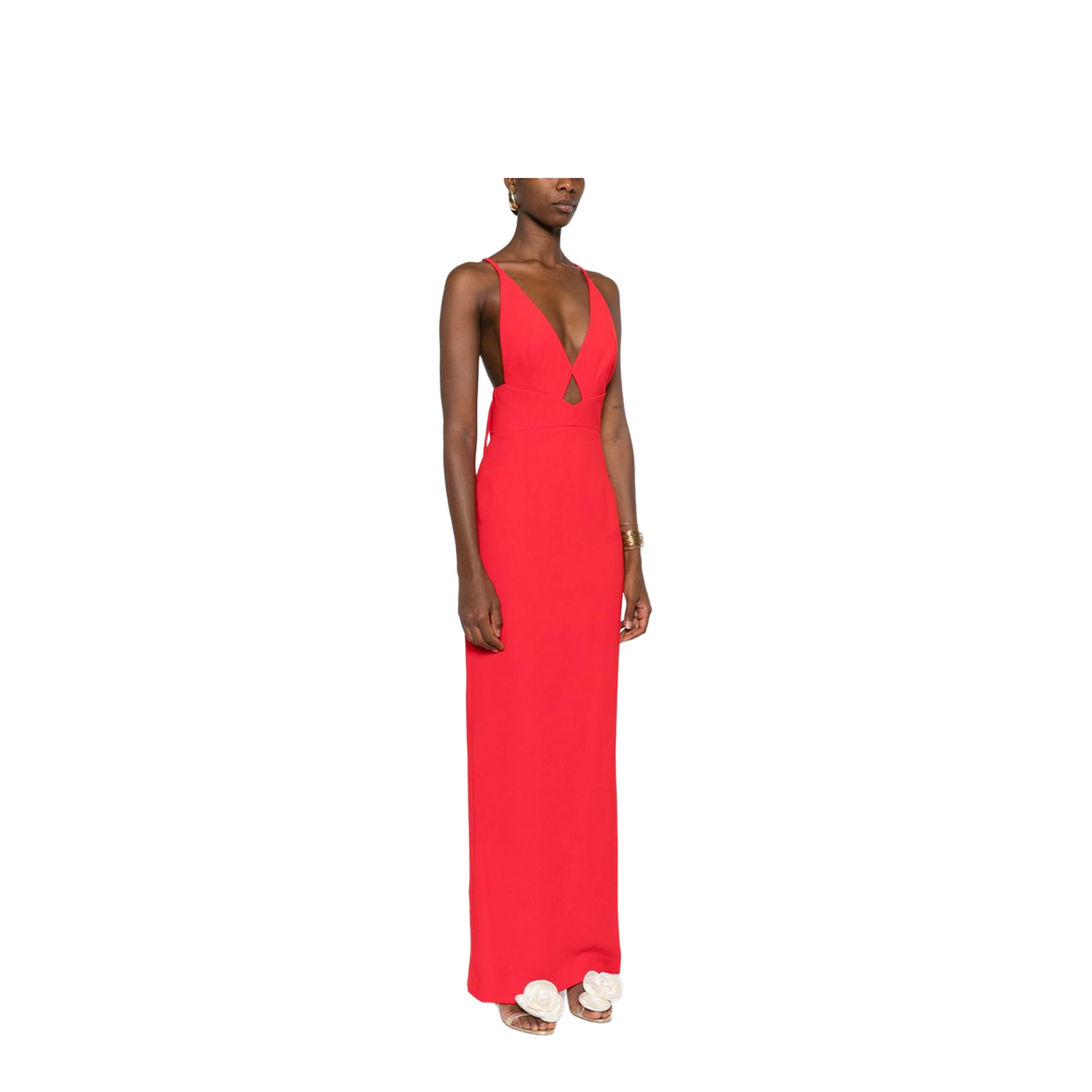 Cross-Back Straps Maxi Dress V-Neck - Image 4