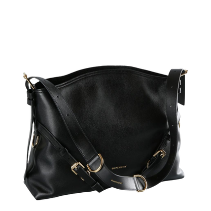 Voyou Medium Shiny Leather Shoulder Bag - Black - Image 2
