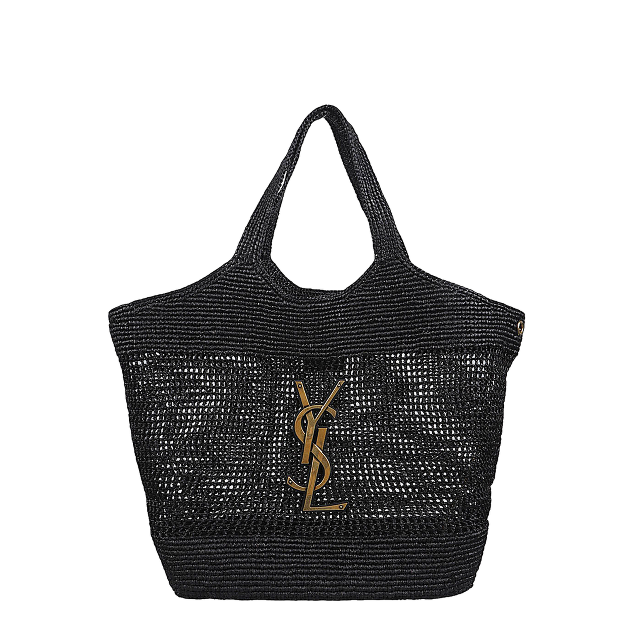 Icare Maxi Raffia Tote Bag - Black - Image 1