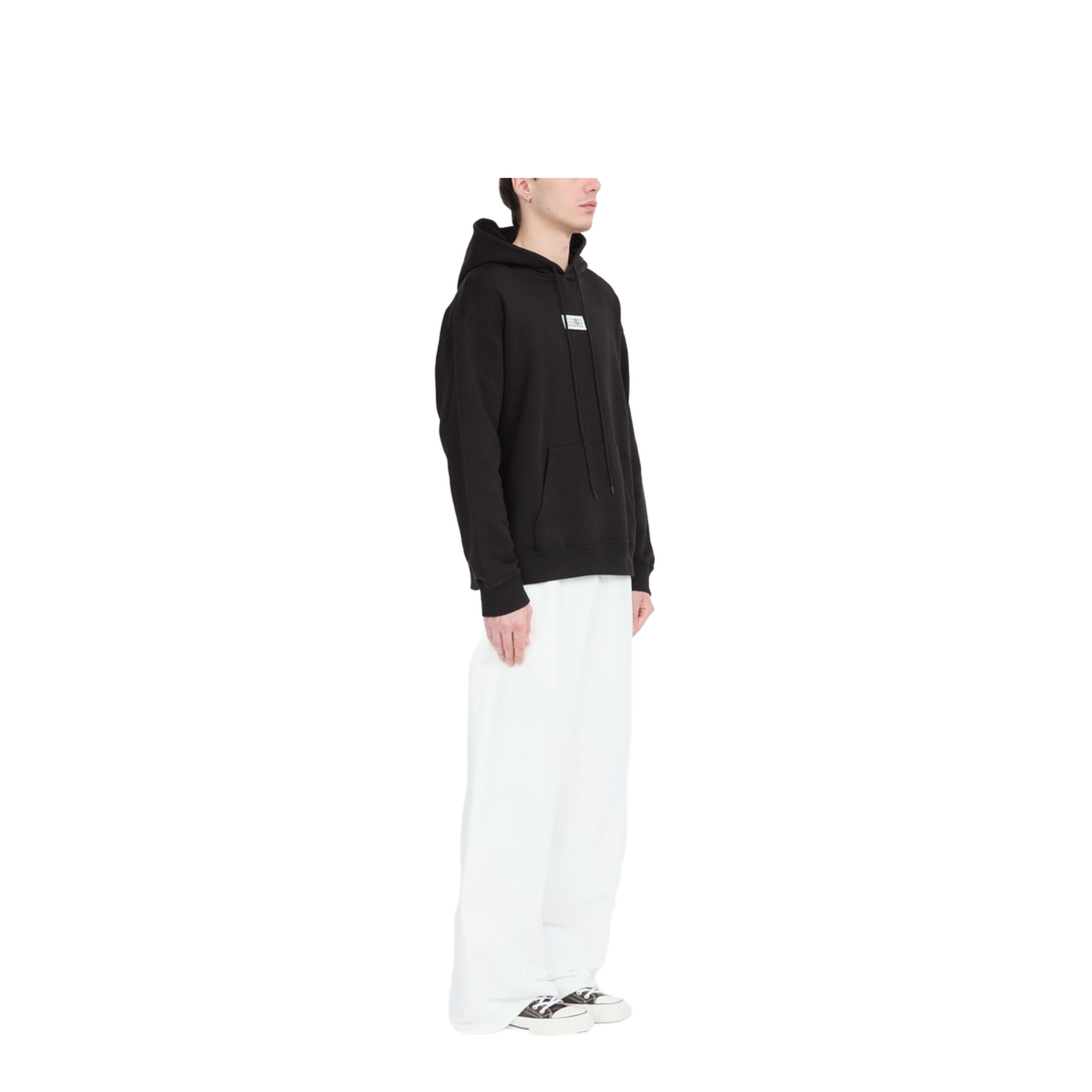 Black Front Pouch Pocket Adjustable Drawstring Hood Ribbed Cuffs Logo Patch Detailing - Image 3