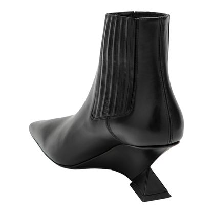 Cheope Wedge-Hell Ankle Boots in Black Calfskin - Image 2