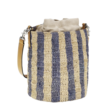 Striped Raffia Bucket Bag - Image 3