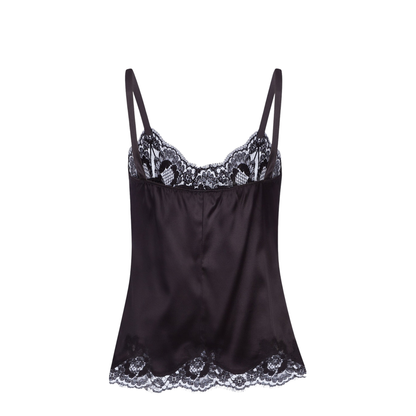 Black Lace-Trim Silk Top - Image 3