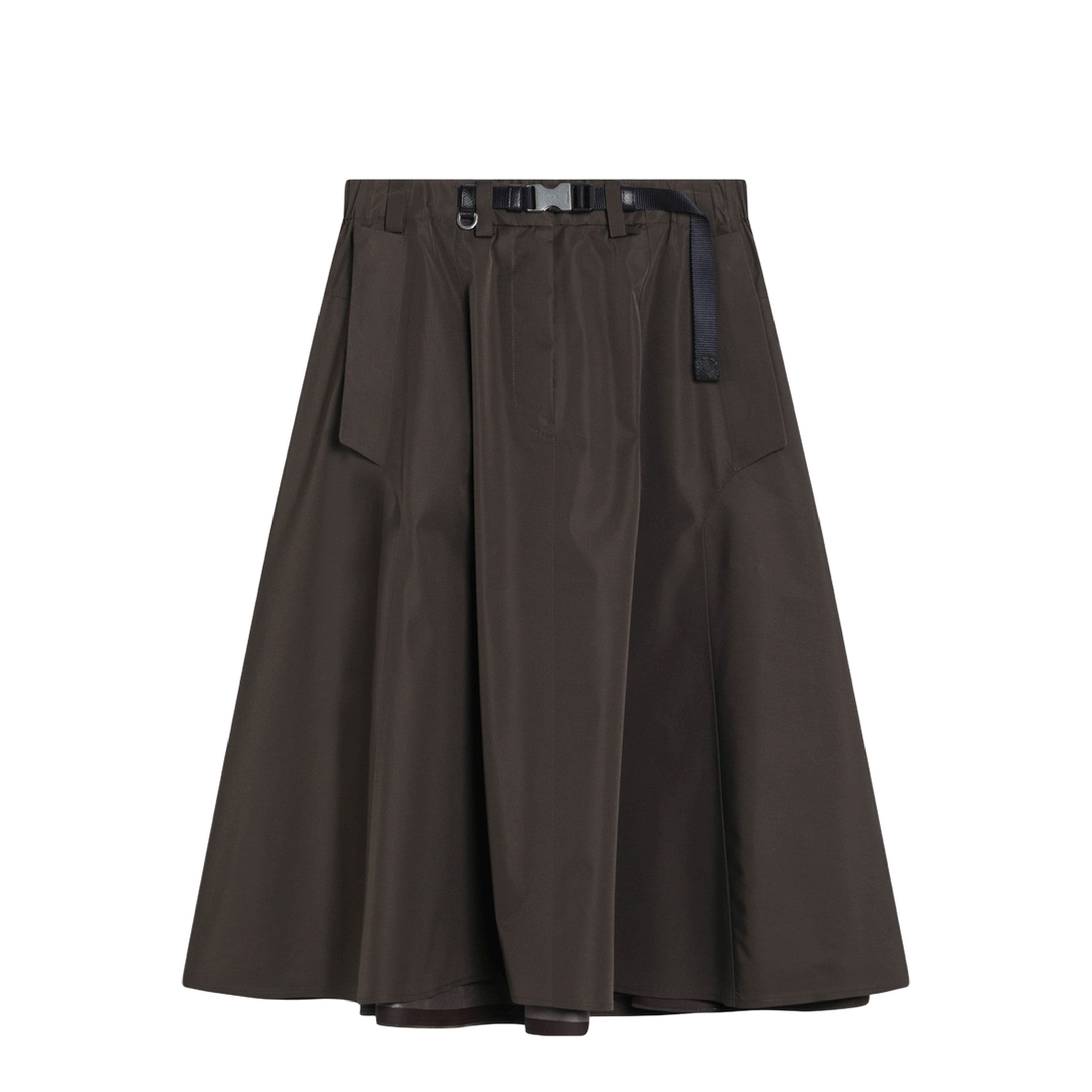 Wide Camouflage Green Skirt in Technical Canvas - Image 1