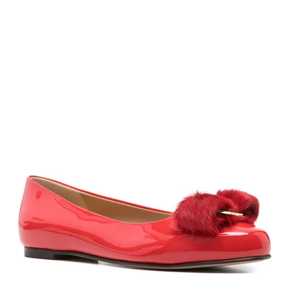 Varina Fur Patent Leather Ballet Flats - Image 2
