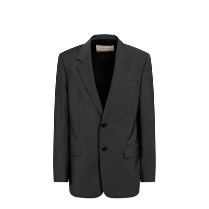 Single-breasted wool and mohair jacket in black - Image 1