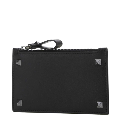 Black Leather Rockstud Card Holder - Image 2
