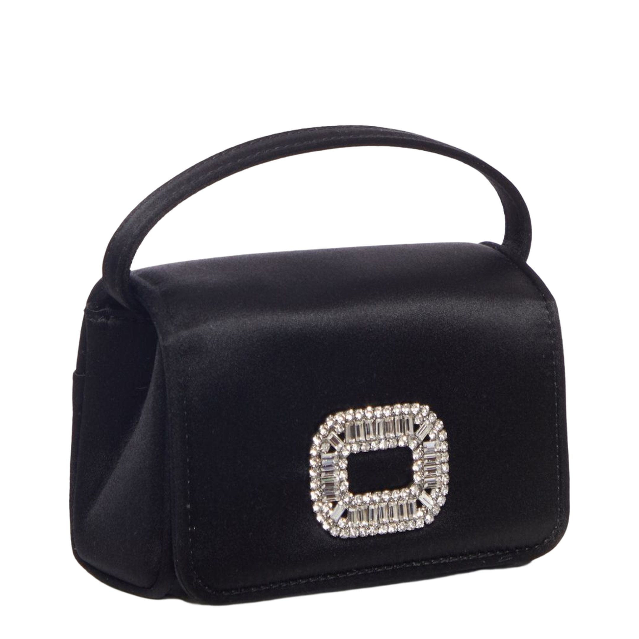 Chain Satin Shoulder Bag - Black - Image 4
