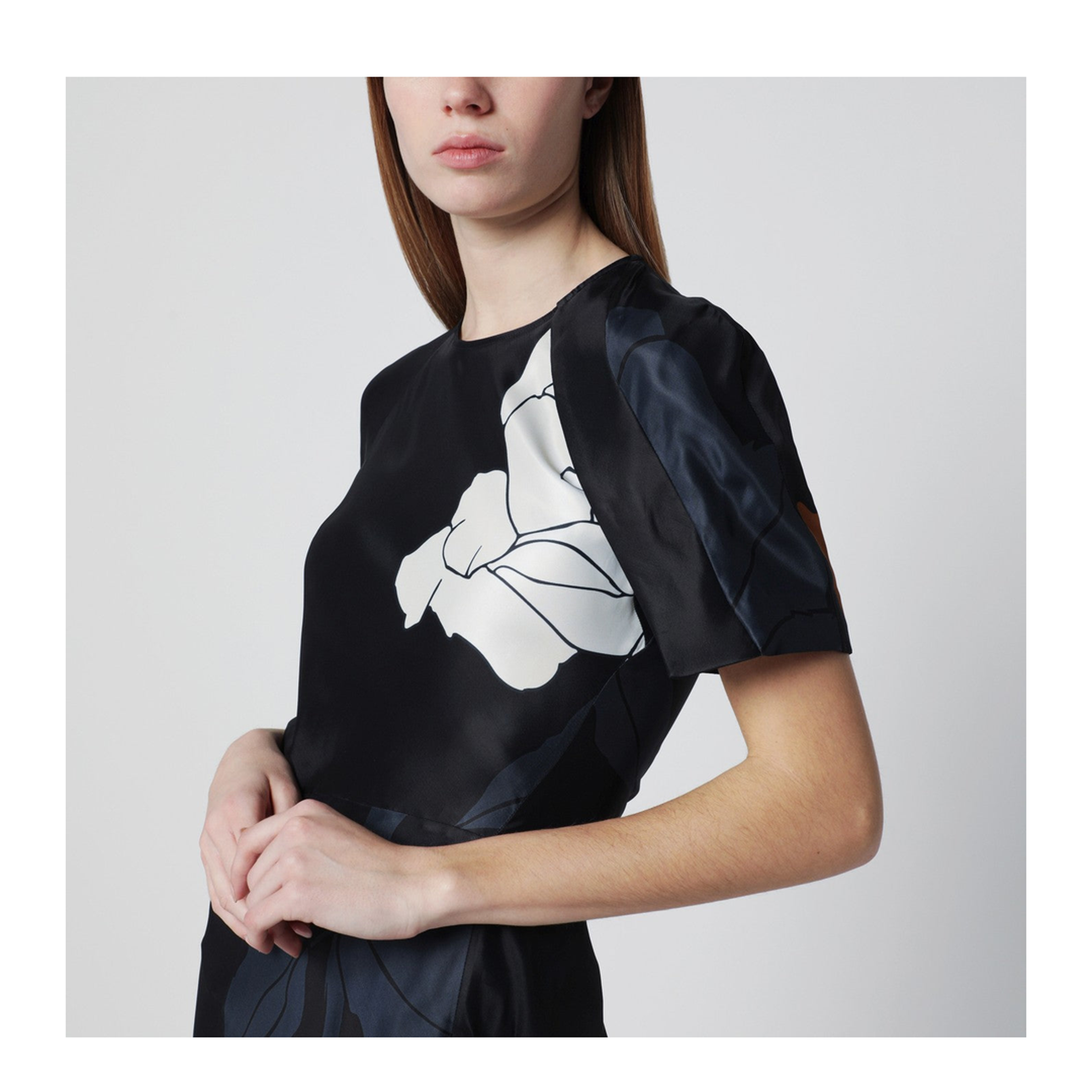 Eve Floral Satin Midi Dress - Image 2