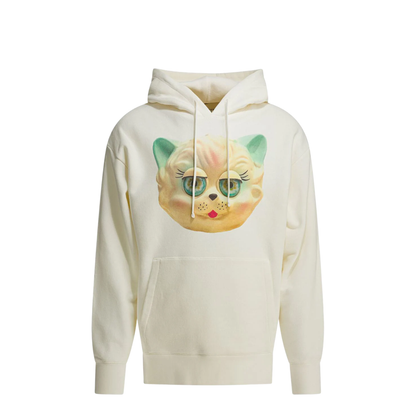 Printed Cotton Hoodie - Ivory - Image 1