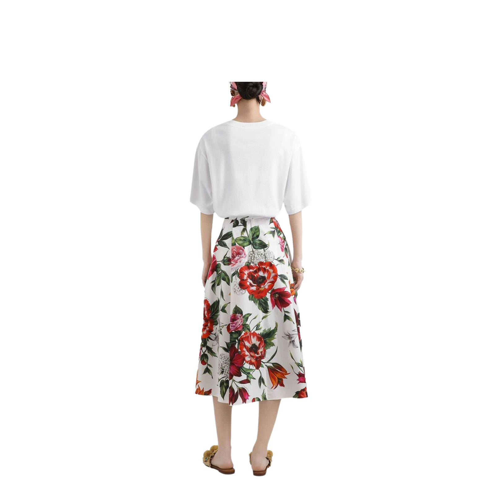 Flower-print Short-sleeved T-shirt in White - Image 2