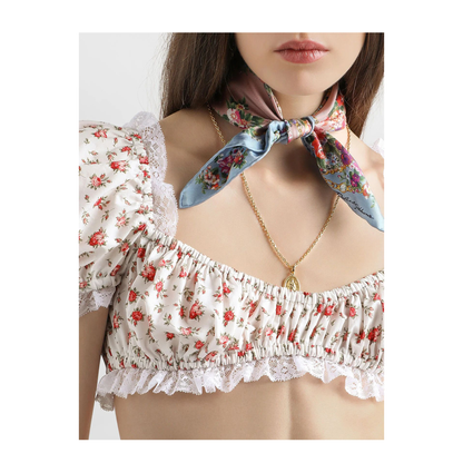 Small Rose-Print Poplin Top in Multicolor - Image 4