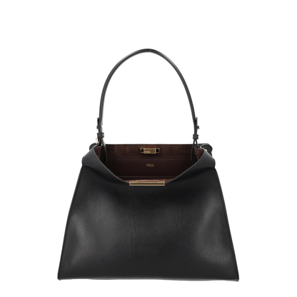 Way Medium Calf Leather with Suede Top-Handle Bag - Black / Chocolate - Image 1