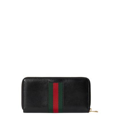 Horsebit Web Zip-Around Wallet - Black - Image 4