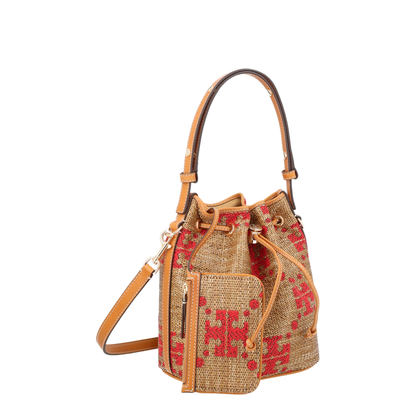 T Monogram Raffia Bucket Bag - Natural - Image 2