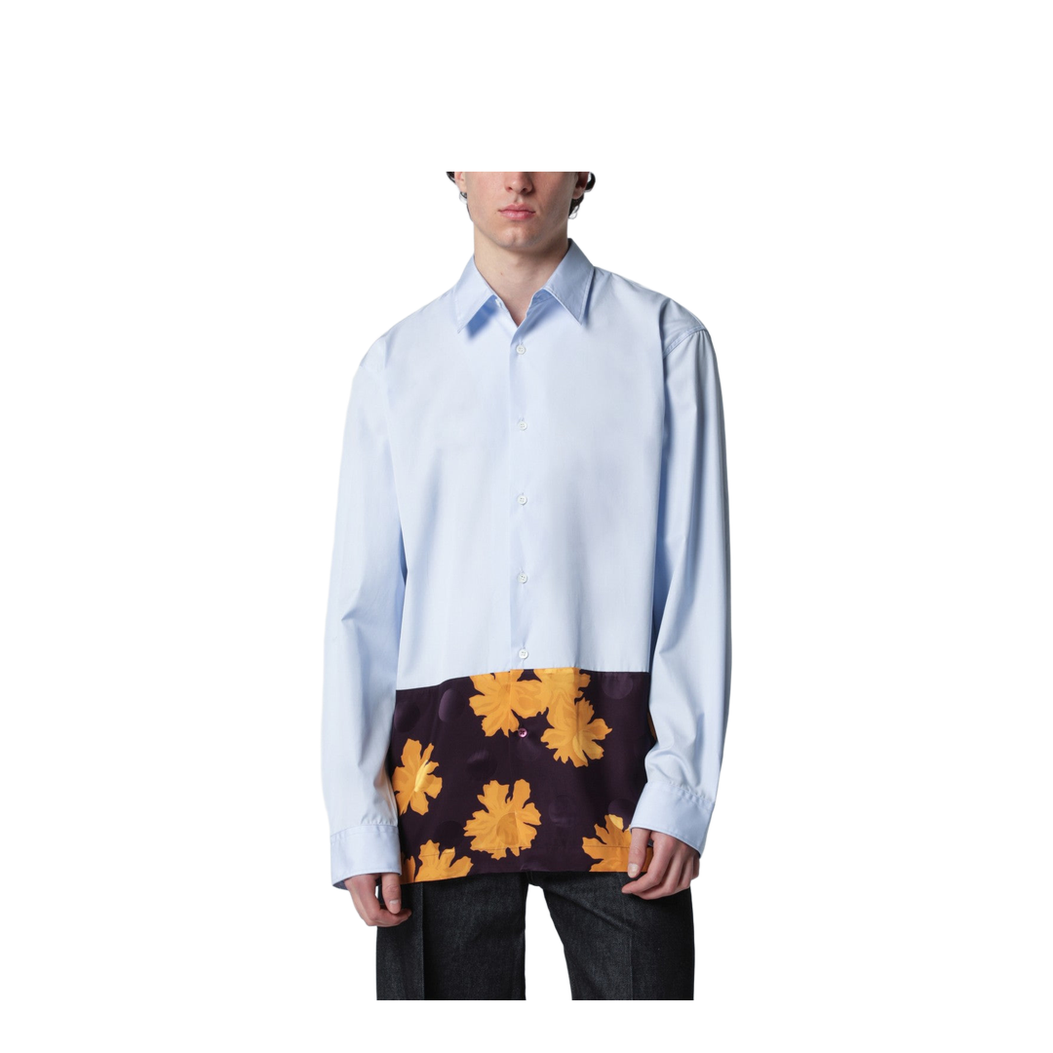 Light Blue Shirt with Floral Insert - Image 1