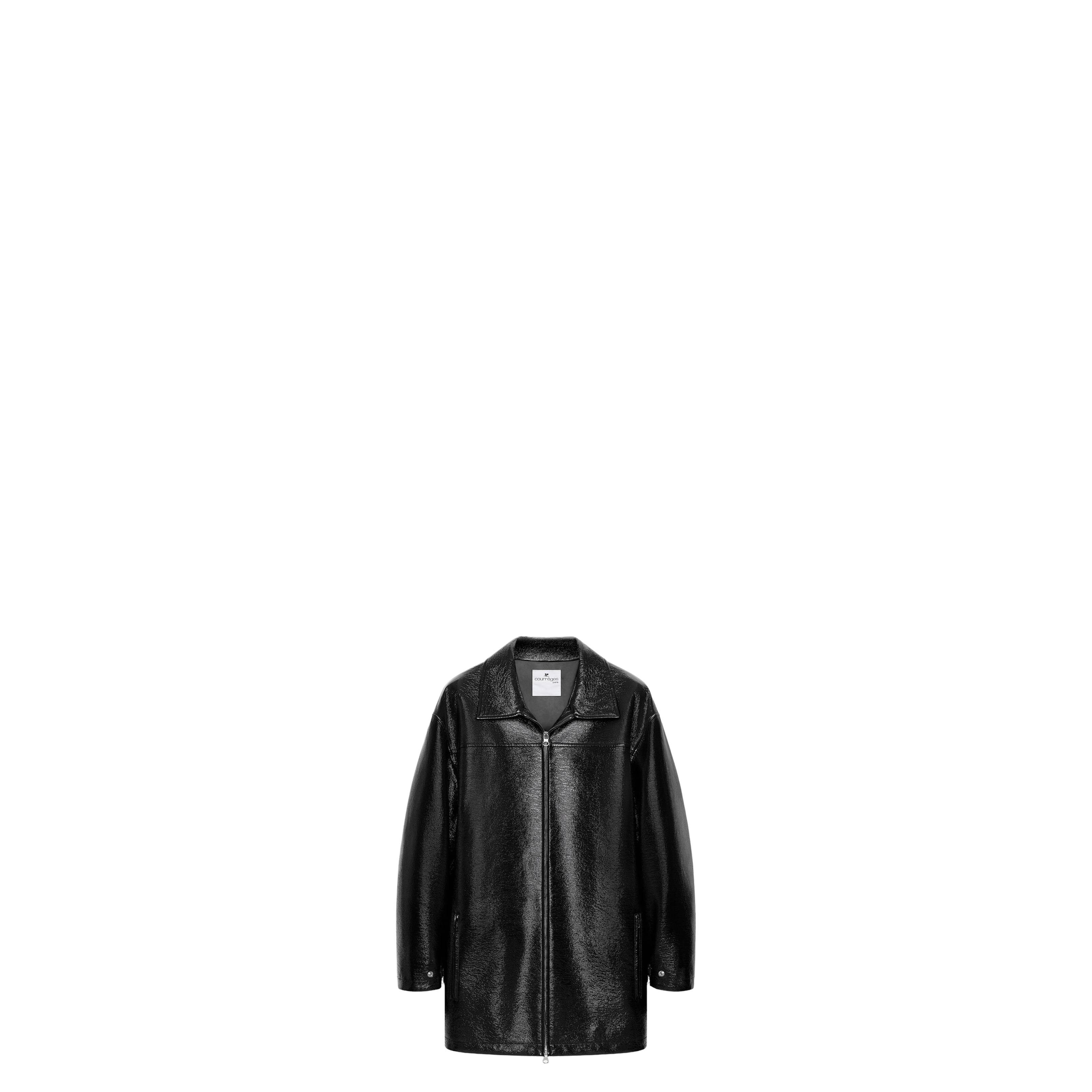Zipped Vinyl Maxi Bomber Jacket - Image 1