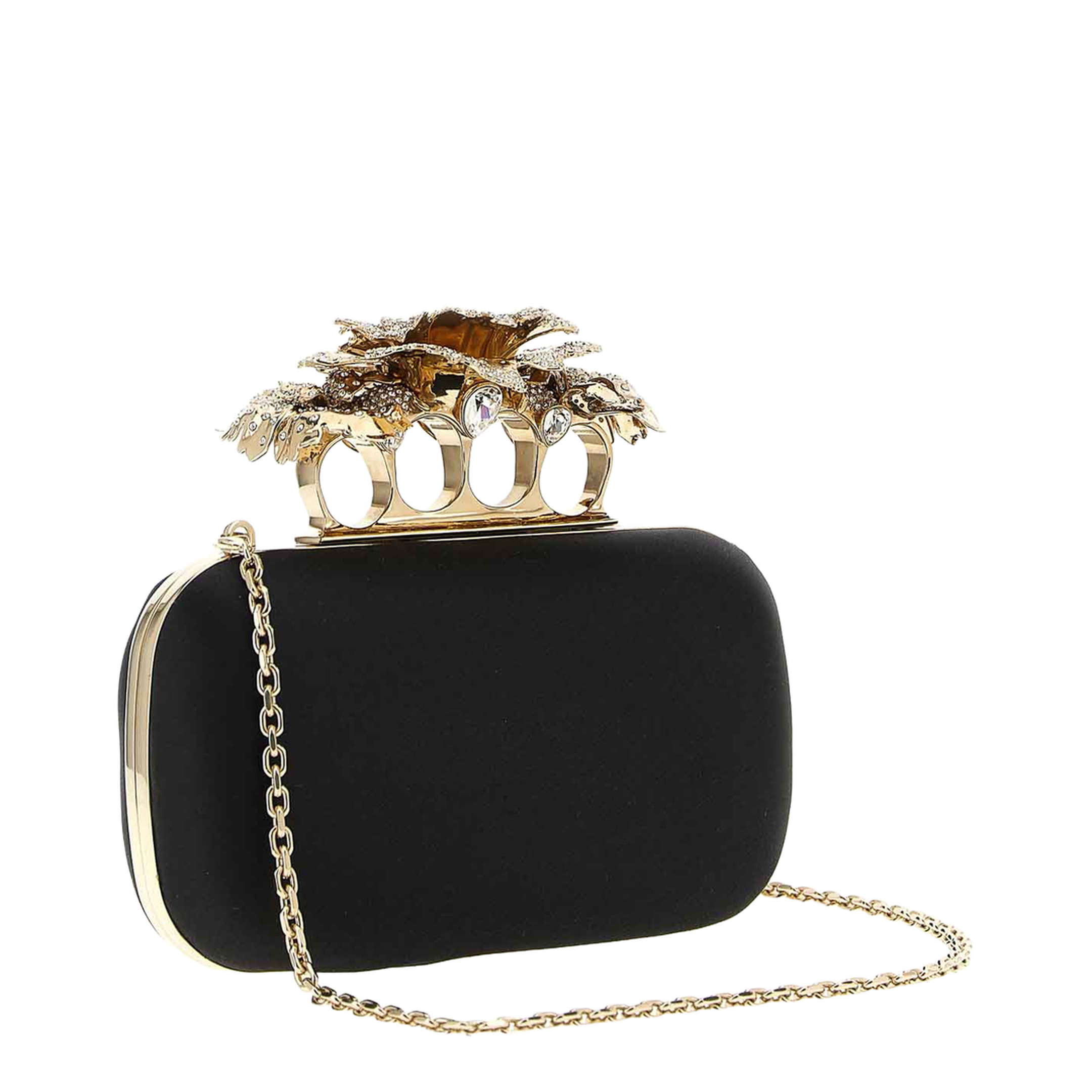 Carnation Knuckle Clutch in Black - Image 2