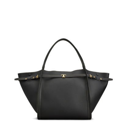 Medium Calfskin Shopping Bag - Black - Image 1