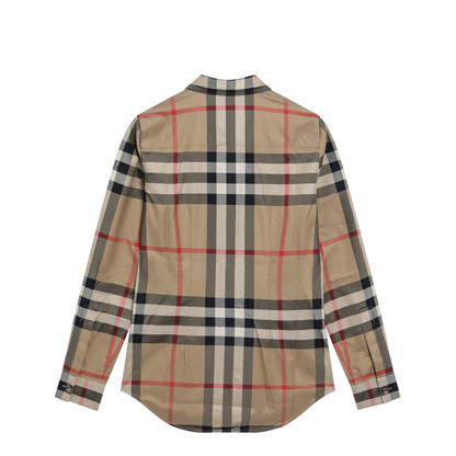 Slim-fit Cotton Twill Check Shirt in Archive Beige - Image 2