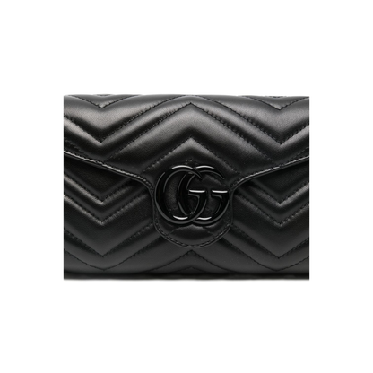 GG Marmont Small Matelassé Nappa Leather Wallet On Chain - Black - Image 4