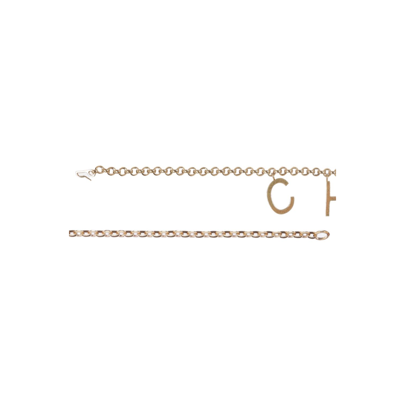 Gold-Tone Interlocking Chain Design Lettered Detailing Adjustable Length Clasp Fastening - Image 2