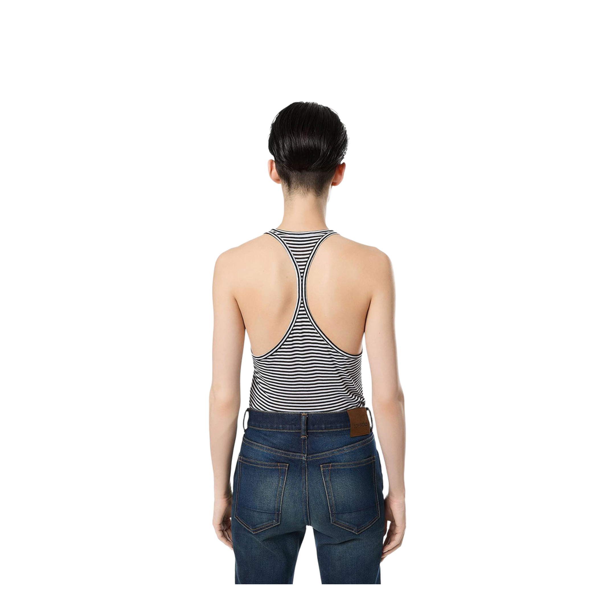 Striped Viscose Tank Top With Tonal Embroidered Logo - Image 3