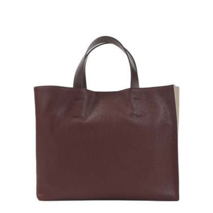 Museo Soft Calf Leather Tote - Moonstone / Dark Burgundy - Image 4