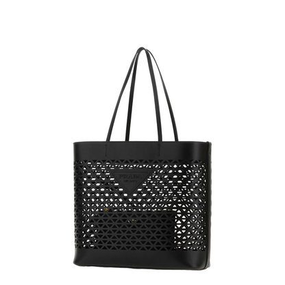 Elegant Black Leather Shopping Bag - Image 4