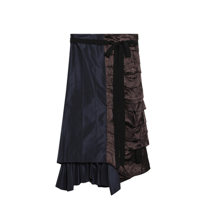 Blue Patchwork Faille Wrap Skirt - Image 1