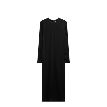 Black Midi Dress in Lustrous Viscose - Image 1