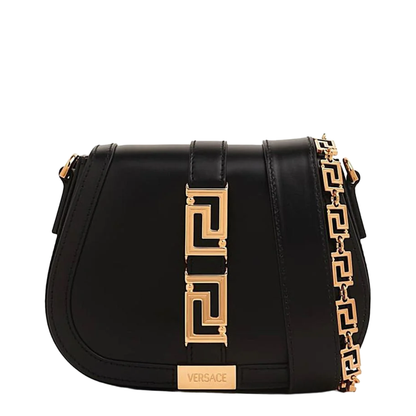 Versace La Greca Saddle Bag Leather Black - Image 1