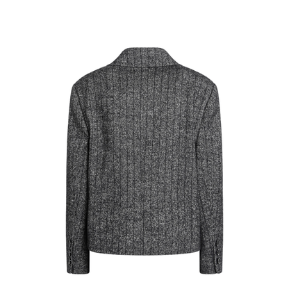 Dark Grey Short Oversized Striped Jacket - Image 2