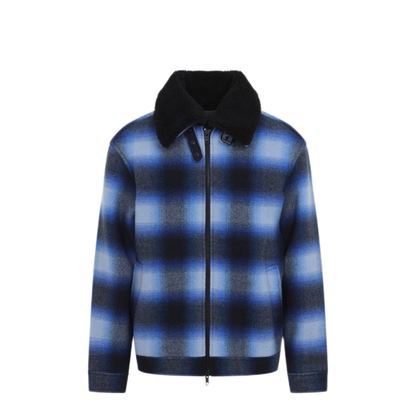 Plaid Wool Flannel Bomber Jacket - Image 3