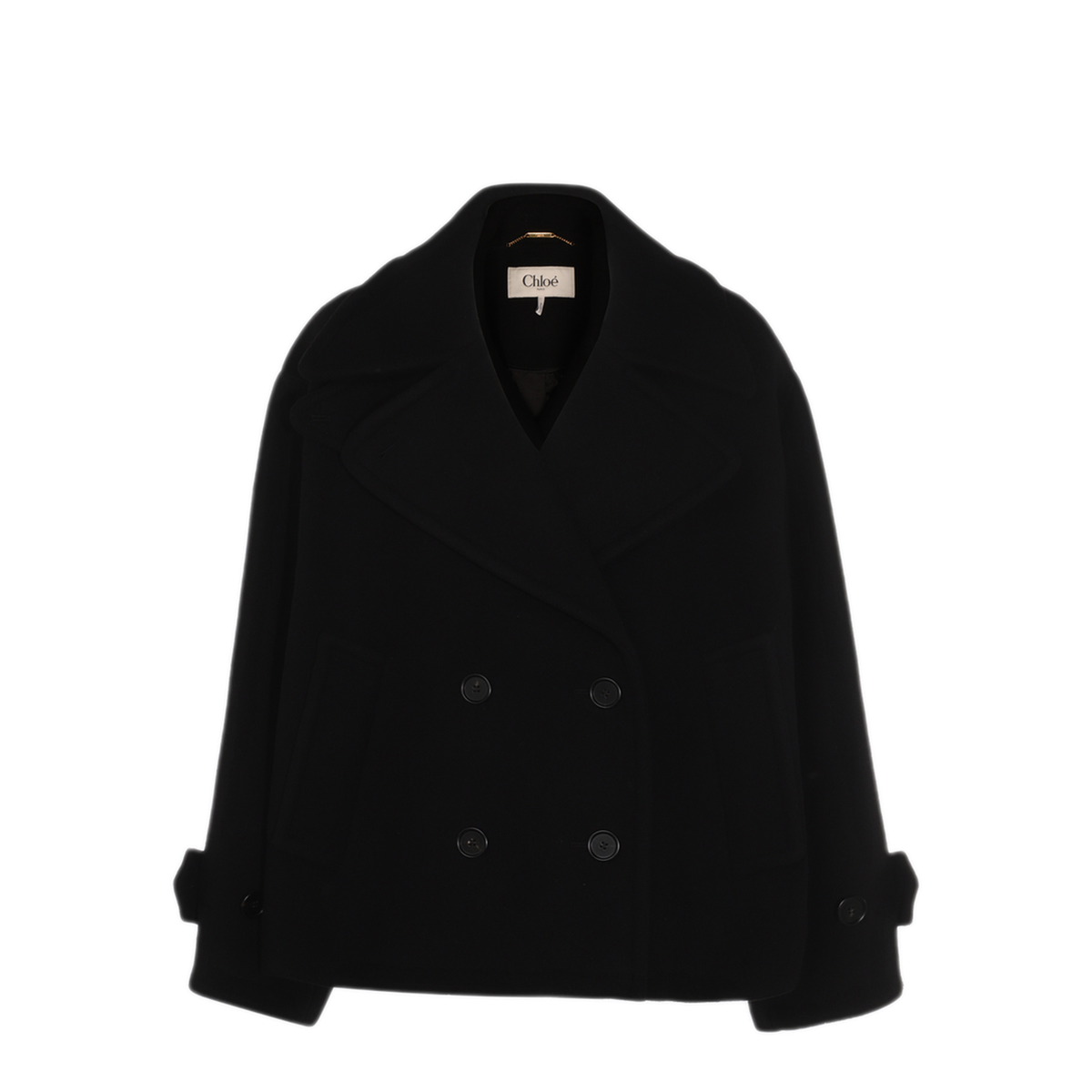 Oversized Wool Short Coat - Black - Image 2