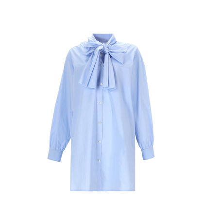 Bow-Detail Mini Shirt Dress - Image 1