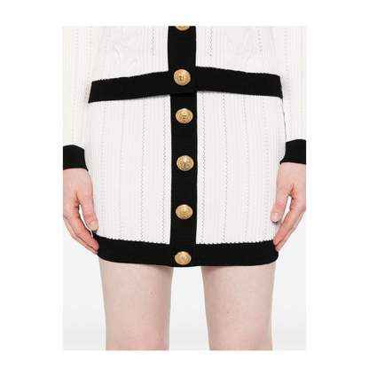 Knitted Buttoned Mini Skirt - Image 4