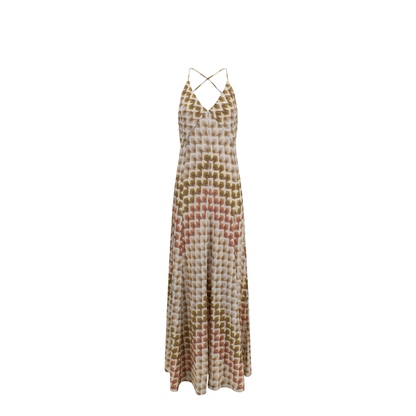 Long Lamé Viscose Dress with Crossed Straps - Image 1