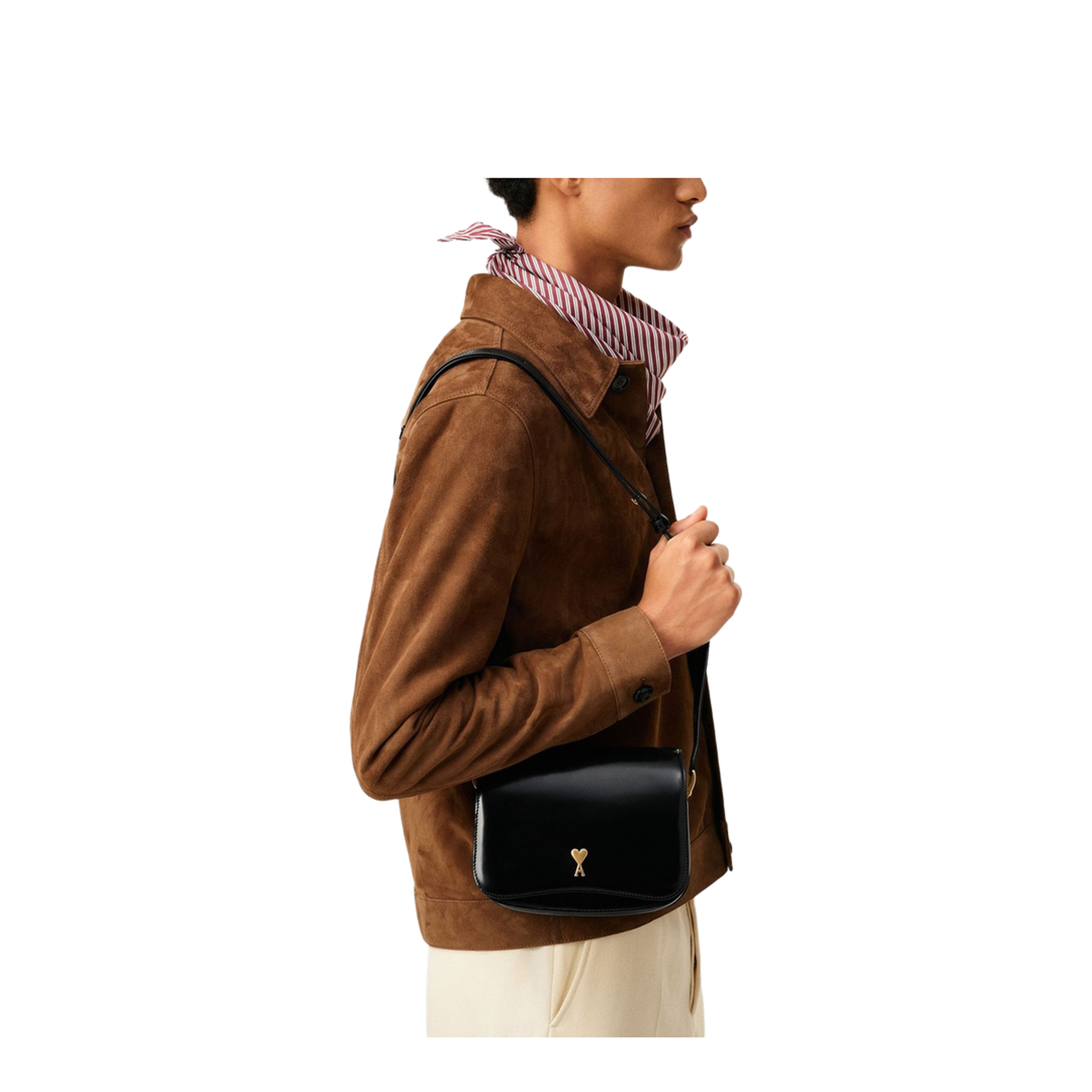 Black Glazed Leather Bag - Image 3