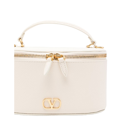 VLogo Signature Mini Grainy Calfskin Vanity Bag - Light Ivory - Image 2
