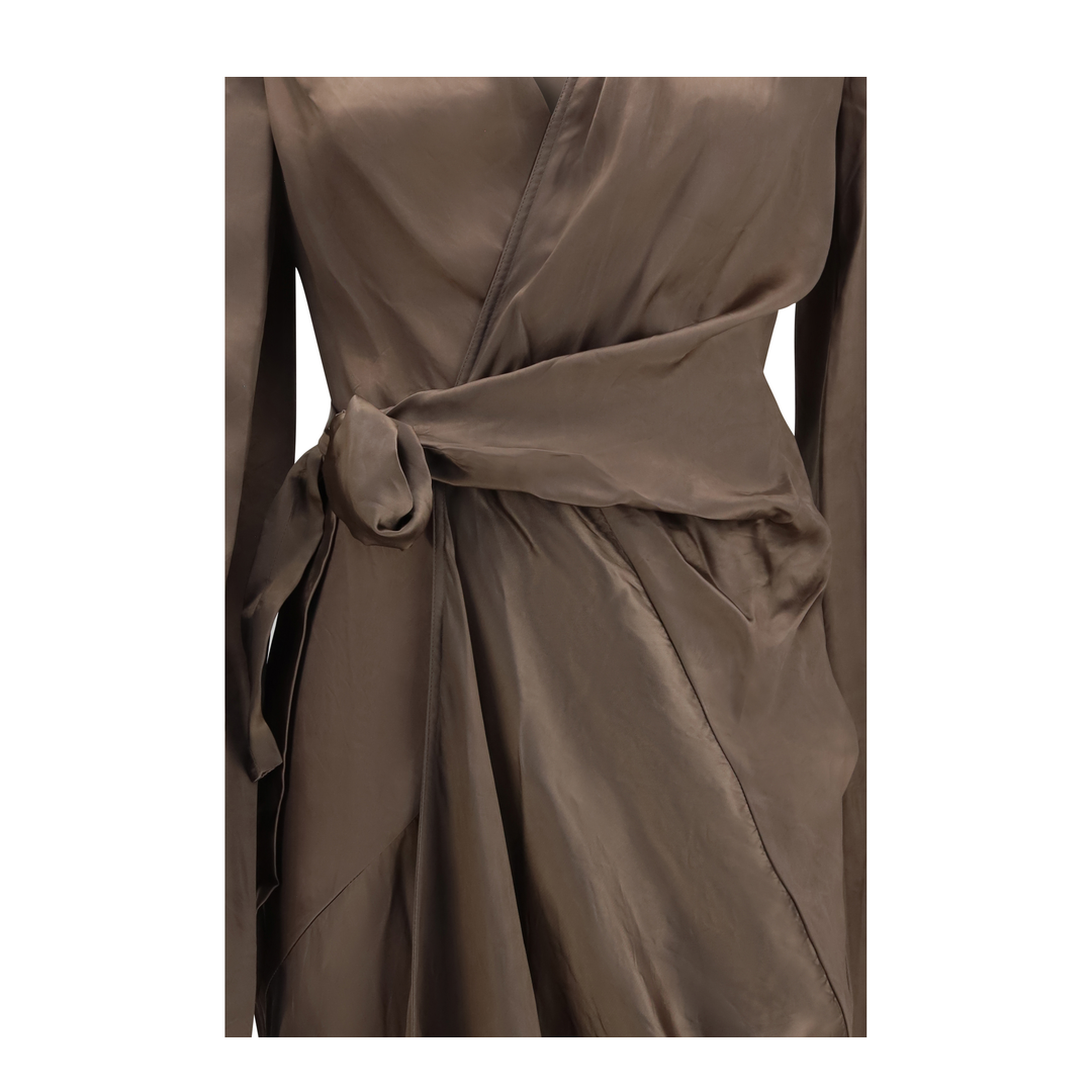 Asymmetric Wrap Dress with Knot Fastening - Image 3