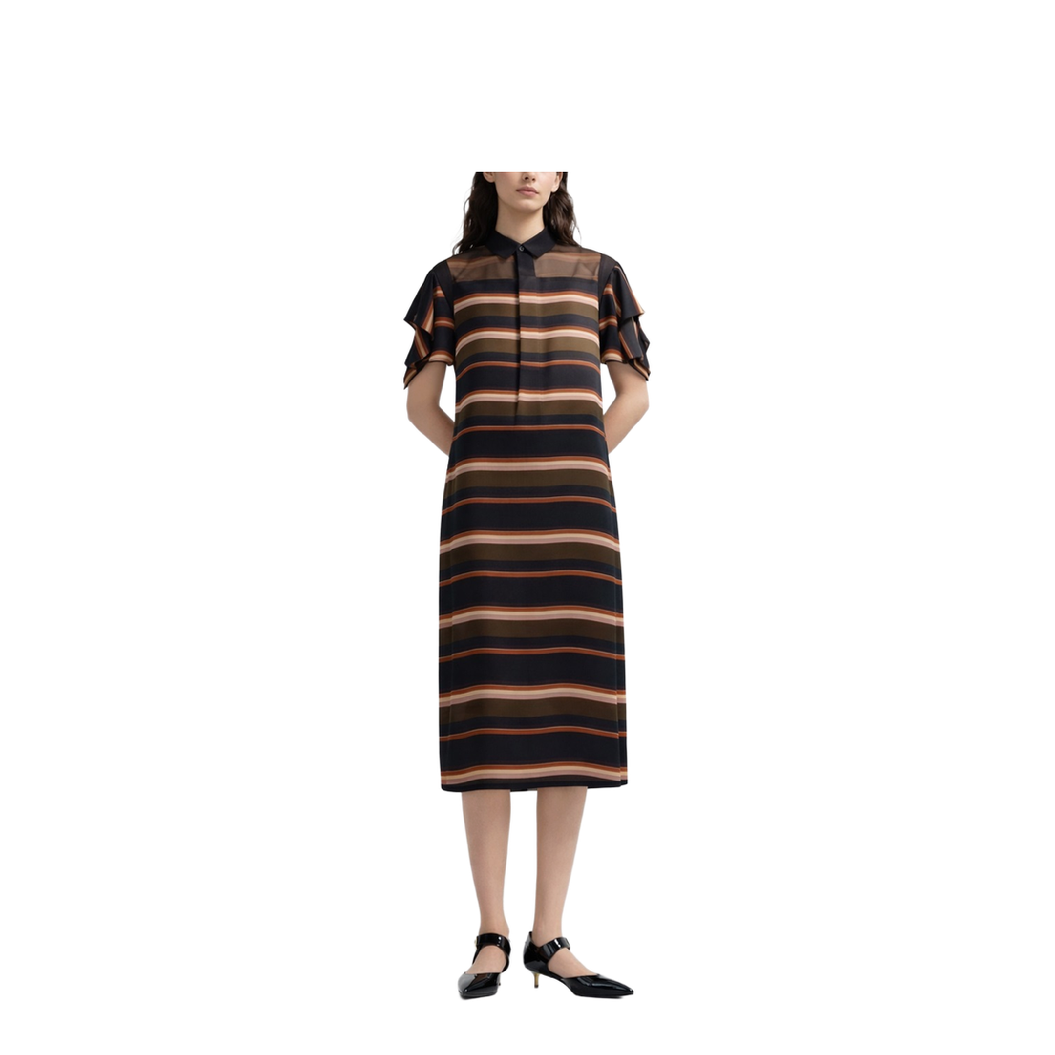 MIDI DRESS WITH HORIZONTAL STRIPE PRINT - Image 2
