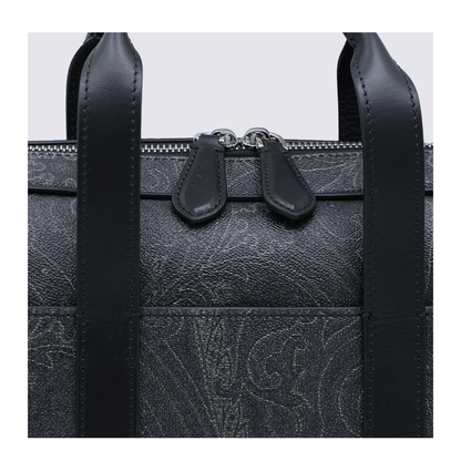 Coated Canvas Briefcase - Black - Image 4