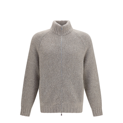 High-neck Cashmere and Silk Cardigan with Zip - Image 1
